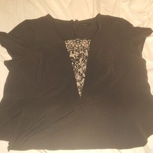 Lane Bryant Black Peplum Top With Lace V-Inset SIZE 20